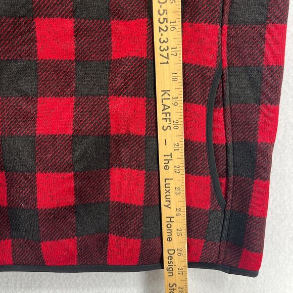 LL BEAN Sweater Fleece Womens M Buffalo Check 1/4 Snap Pullover Kangaroo Pockets - Picture 12 of 13